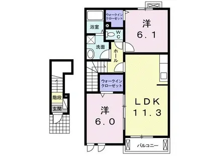 パッシィオーネM(2LDK/2階)の間取り写真