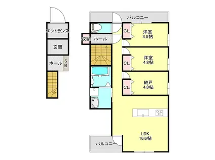 K-AT KOMABA(2SLDK/2階)の間取り写真