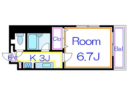 櫻コート(1K/2階)の間取り写真