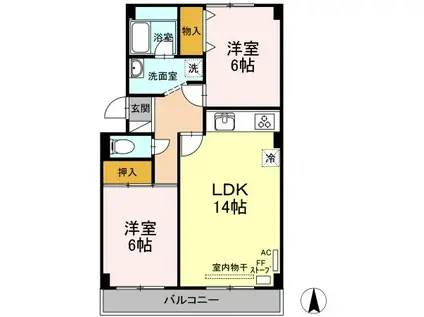 コンフォート桂木(2LDK/1階)の間取り写真