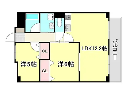 東灘プレイス(2DK/3階)の間取り写真