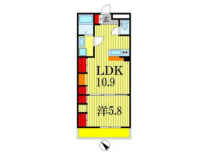 リブリ・ディアコート上山(1LDK/2階)の間取り写真