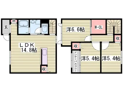 シャーメゾン書写台(3LDK/1階)の間取り写真