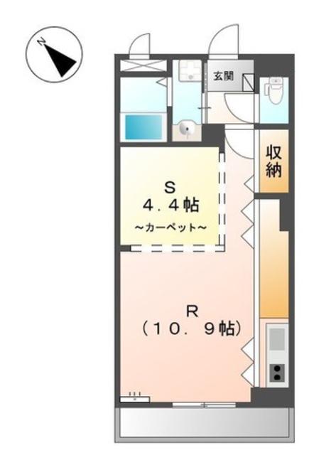 ディアベルジュ(ワンルーム/2階)の間取り写真