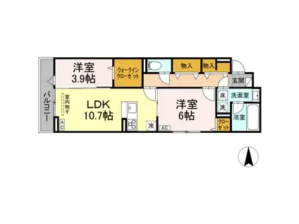 D-ROOM東深津(2LDK/1階)の間取り写真