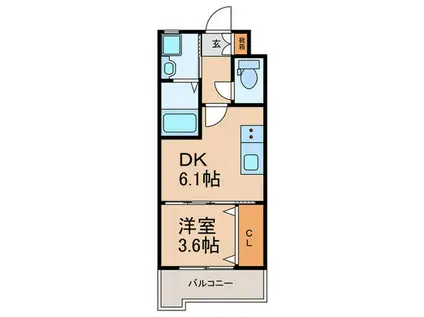 アルゴヴィラージュ天神II(1DK/3階)の間取り写真