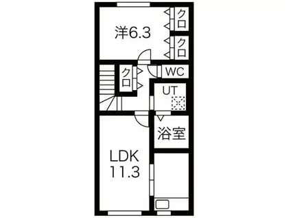 M&T神町北II(1LDK/2階)の間取り写真