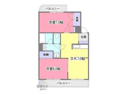 渋谷マンション(2DK/1階)の間取り写真