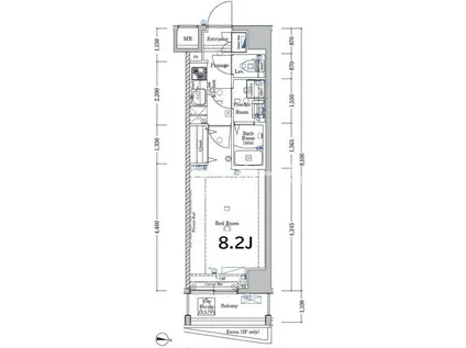 ジーベック平和島II(1K/2階)の間取り写真
