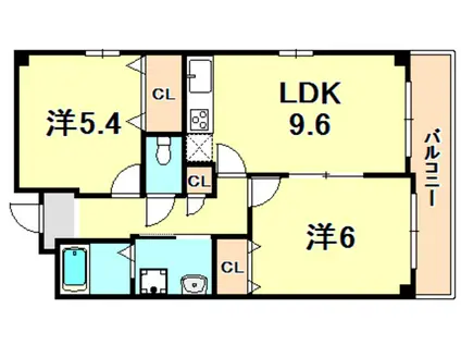ベルアエフ(2LDK/3階)の間取り写真