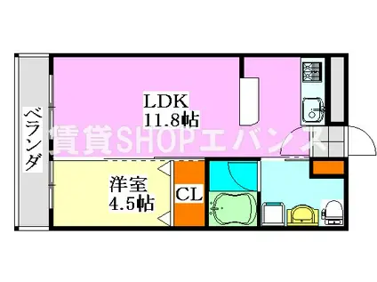 ダイワティアラ津田沼V(1LDK/2階)の間取り写真