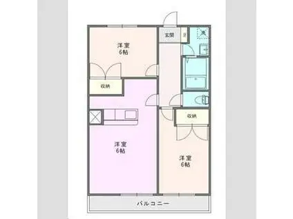 ハスヤマC(2LDK/1階)の間取り写真