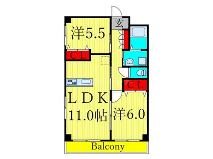 パラッツォ(2LDK/4階)の間取り写真