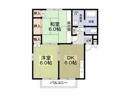 ハイツ安岡(2DK/2階)の間取り写真