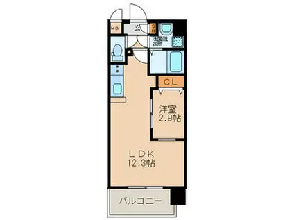 リュシオールレジデンス(1LDK/6階)の間取り写真