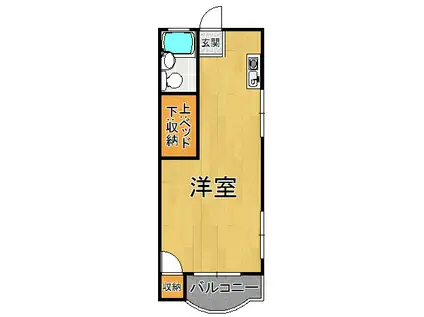 ステップインウエスト(ワンルーム/3階)の間取り写真
