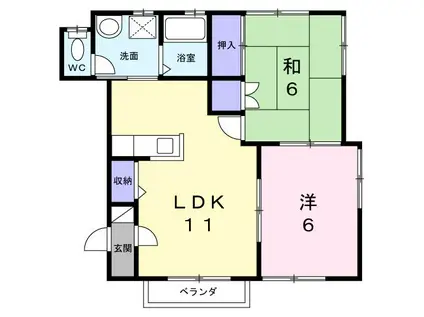 朝日ハイツII(2LDK/2階)の間取り写真