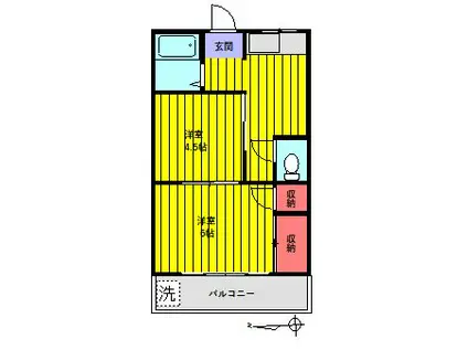 コーポ河野第2(2K/2階)の間取り写真