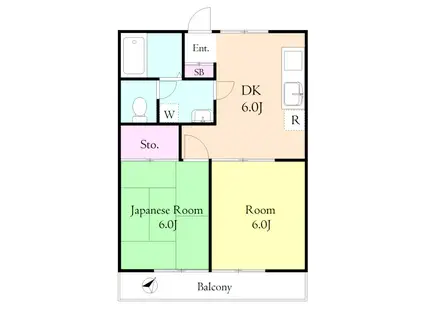 サンハイム(2DK/2階)の間取り写真