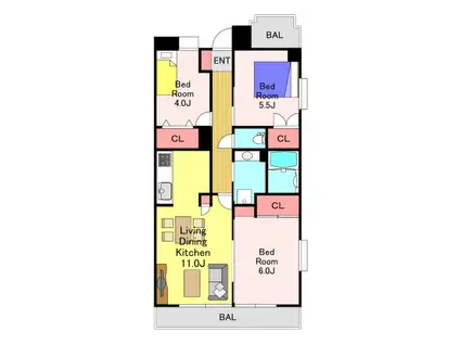 PLENDY東浦和(3LDK/3階)の間取り写真