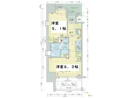 エステムプラザ難波イーストIIブレスト(2K/8階)の間取り写真