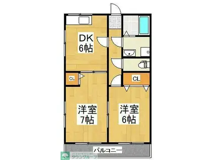 ベルメゾン彩(2DK/1階)の間取り写真