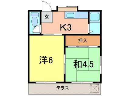 ハイライフI(2K/1階)の間取り写真