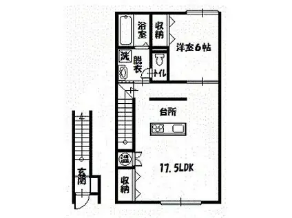 COCOA(1LDK/2階)の間取り写真