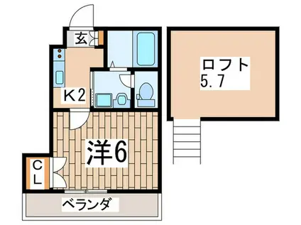 メゾンときわ戸塚(1K/2階)の間取り写真