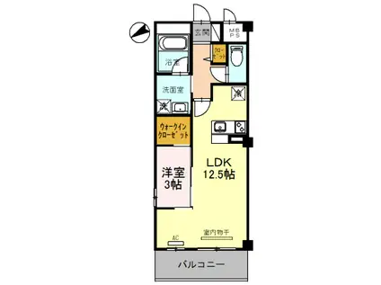 グランデ オヴェスト(1LDK/3階)の間取り写真