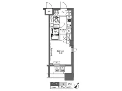 PROUD FLAT三軒茶屋 (1K/15階)の間取り写真
