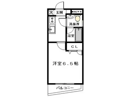 プラシード溝口(1K/3階)の間取り写真