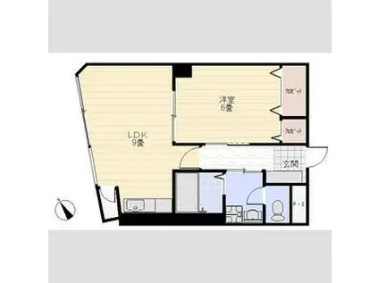 ロイヤル礎(1LDK/9階)の間取り写真