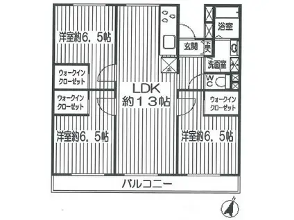 稲毛ファミールハイツ 10号棟(3LDK/2階)の間取り写真