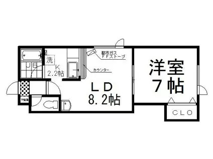 メゾンドえとり(1LDK/2階)の間取り写真