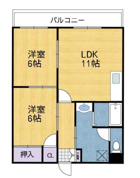 アルコ・ラ・カーサ町坪(2LDK/3階)の間取り写真