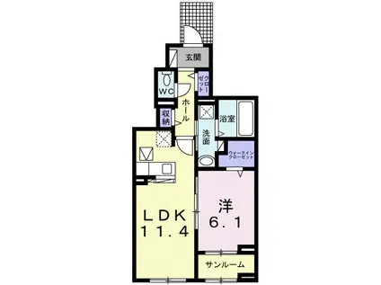 熊本市電健軍線 健軍町駅 徒歩44分 3階建 築4年(1LDK/1階)の間取り写真