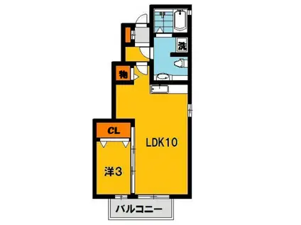 サニーウェルC(1LDK/1階)の間取り写真