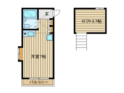 フローラルコーポ(ワンルーム/2階)の間取り写真