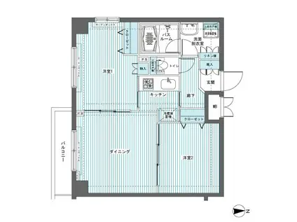 フェニックス馬込(2DK/4階)の間取り写真