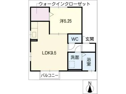 サーキュラーTMD B棟(1LDK/2階)の間取り写真