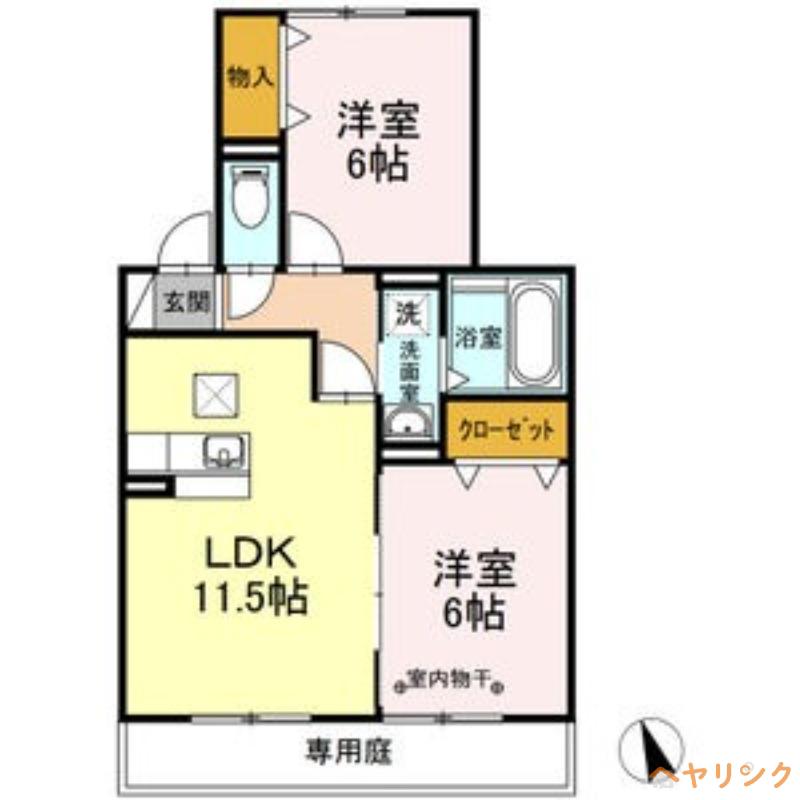 コットンハウス(2LDK/1階)の間取り写真