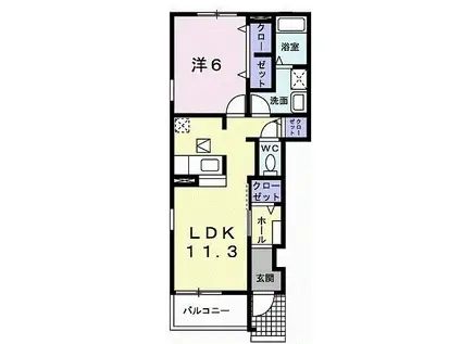 アユム・B(1LDK/1階)の間取り写真