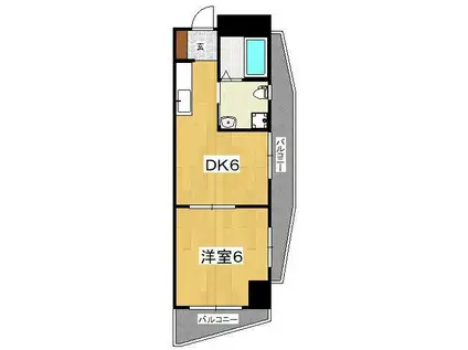 パノラマハイツ第2(1DK/6階)の間取り写真