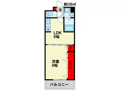 サンピア紅梅(1LDK/2階)の間取り写真