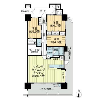 ヴェルディ古市駅前(3LDK/6階)の間取り写真