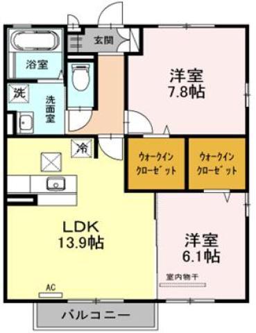サンフラワーガーデンA(2LDK/1階)の間取り写真