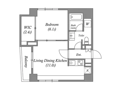 南堀江アパートメントリオ(1LDK/4階)の間取り写真