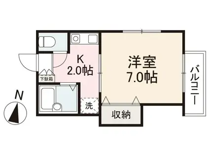 リバティハイツ(1K/2階)の間取り写真