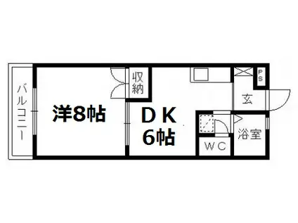 ベルトピア上島(1DK/1階)の間取り写真